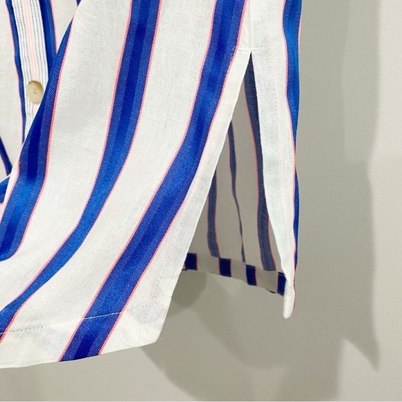 JOULES Orielle Linen Blend Midi Skirt White Blue Stripe NEW Coastal Size 2 - Picture 6 of 16